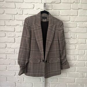 1.STATE Glen Plaid Boyfriend Blazer XS
